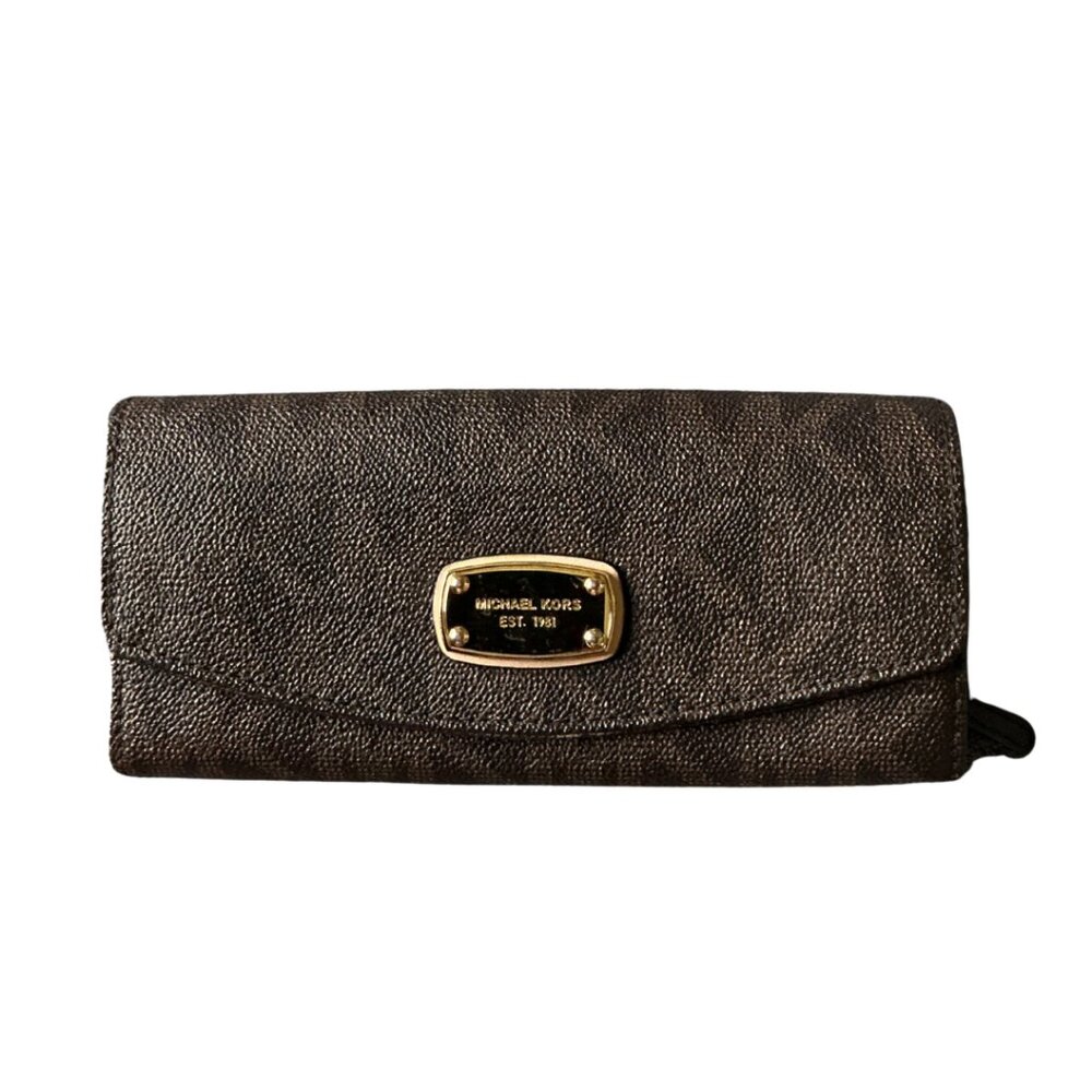 Michael Kors Signature Logo Leather Trifold Wallet